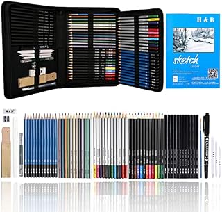 Drawing Pencils Set, 97Pcs Professional Sketch Pencil Set in Zipper Carry Case, Art Supplies Drawing Set with Graphite Charcoal Sticks Tool Sketch Book for Adults Kids Drawing Sketching (97)