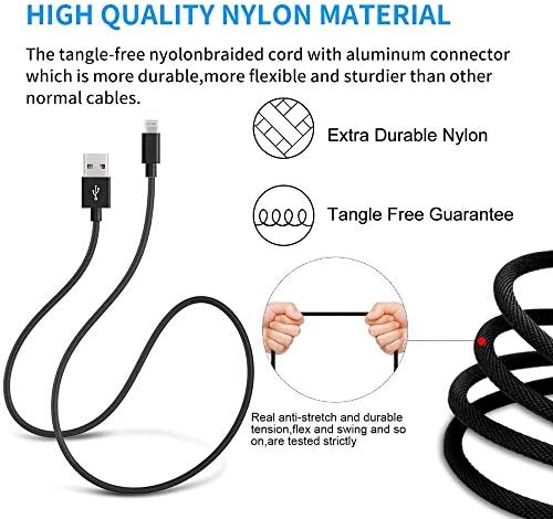 iPhone Charger MFi Certified Lightning Cables for iPhone 3Pack 5FT/1.5M Nylon Braided USB Charging Syncing Cord Compatible with iPhone 13 12 11 Pro Max XS XR X 8 7 6 6S Plus SE iPad iPod Nano