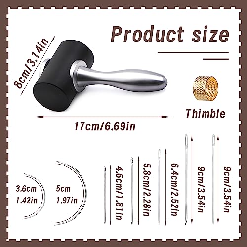 TLKKUE Leather Carving Hammer, Leather Mallet Hammer with Comfortable Aluminum Handle Leather Craft Mallet for Leather Craft DIY Engraving Punching Stamping, 6.69inch - Image 2