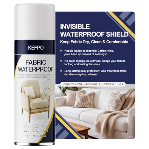KEFPO Waterproof Fabric Protector Spray: Invisible Upholstery & Linen - Stain Repelling Protection for Sofa, Fabric - Keeps Furniture Clean & New (6.76oz)