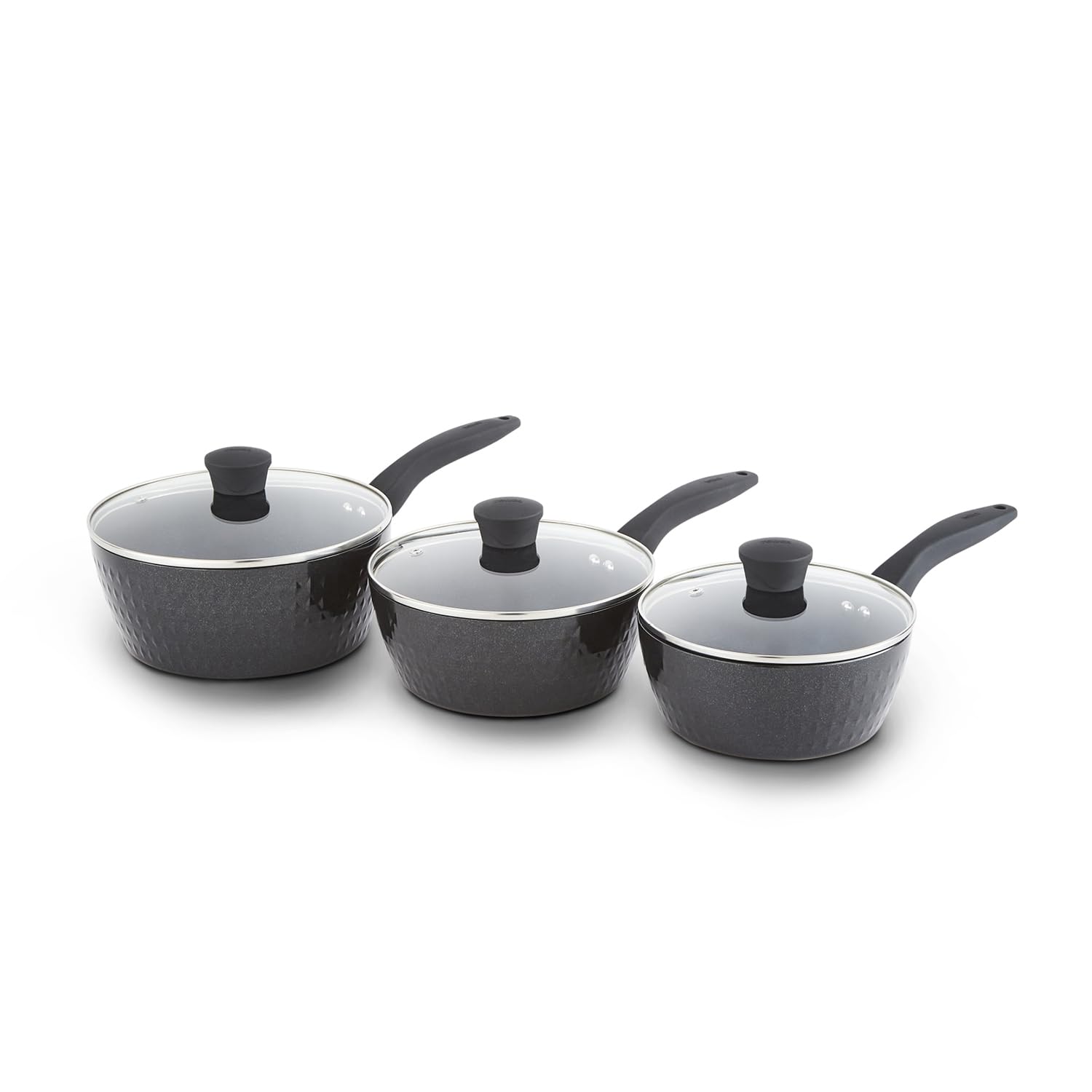 Tower Diamo 3 Piece Saucepan Set Black Medium