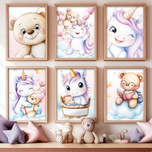 Générique Lot de 6 Affiches Murales Licorne – Posters Déco Chambre Fille | 1 Affiche personnalisable | Thème Licorne | Format A4 | Idée Cadeau...