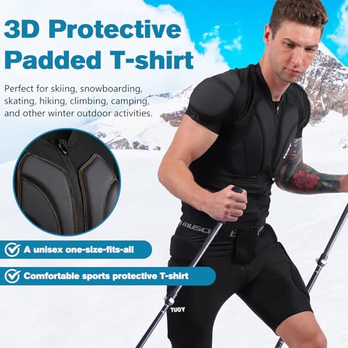 image for Dialudon Men's Snowboard Protective Padded Shirt for Back Spine Should