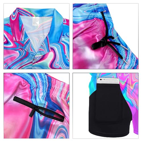 Mens 2 Pieces Hawaiian Shirt and Shorts Set Short Sleeve Button Down Shirts Tracksuit for Men with Bucket Hats3