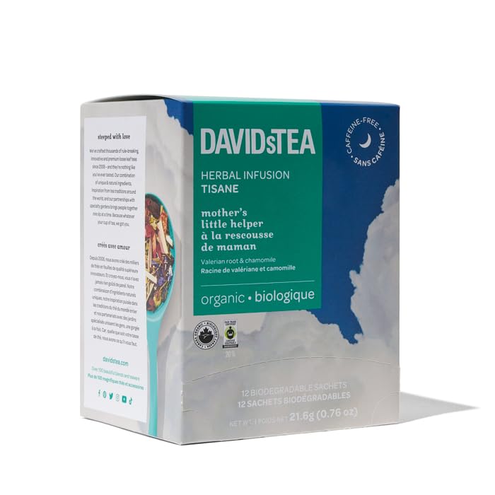 DAVIDsTEA Organic Mother’s Little Helper Herbal Tea – Caffeine-Free Tea Bags with Peppermint, Chamomile & Valerian Root – 12 Count – Relaxing Nighttime Blend - Image 9