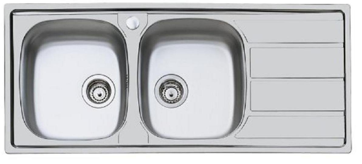 Lavello Doppia Vasca Acciaio Inox 116x50cm - Con Gocciolatoio E Foro Miscelatore, Per Cucina - Foto 6