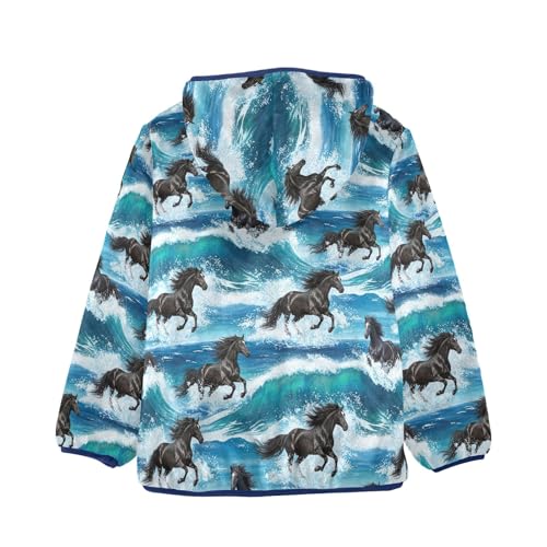 CHIFIGNO Black Horses Ocean Waves Kids Soft Comfy Sweatshirt Jacket with Polar Fleece Lining 3T2