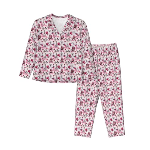 Pyjama femme Tour Eiffel Paris manches longues ensemble vêtements de nuit