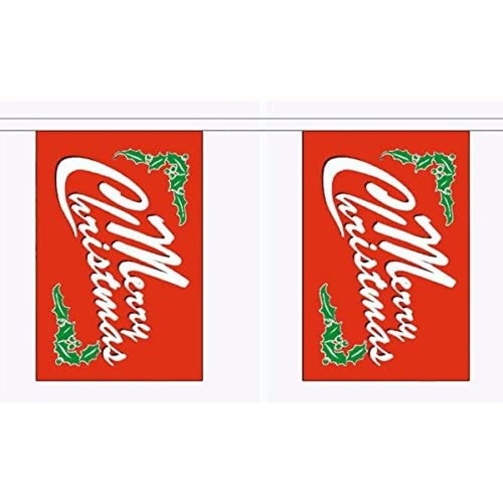 AZ FLAG Merry Christmas Red Bunting 9 m 30 flags Light Polyester 21x15 cm — image 1