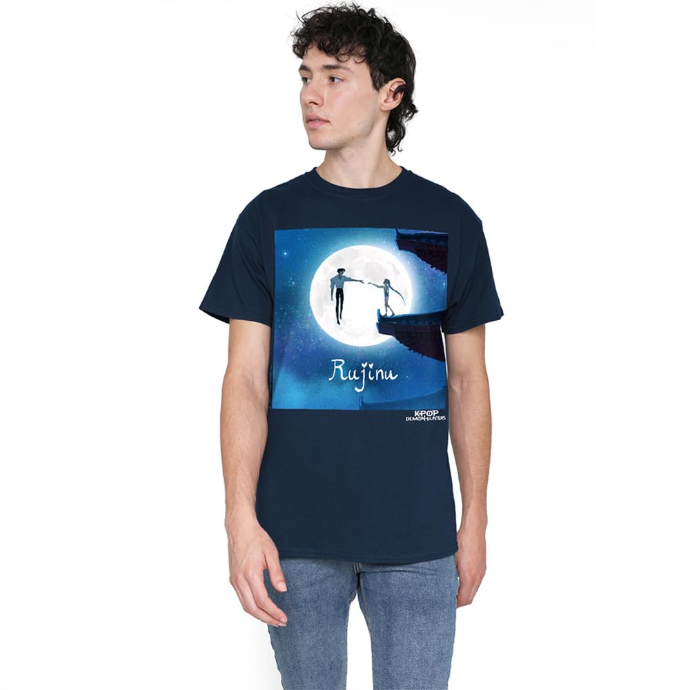 Kpop Demon Hunters Rujinu Rumi and Jinu Moon Unisex T Shirt, Navy, Medium