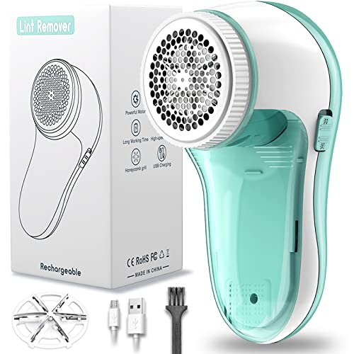 Lint Remover Electric, Bobble Remover Rechargeable with 1 Spare Shaving Blade, Portable Fabric Fluff Shaver