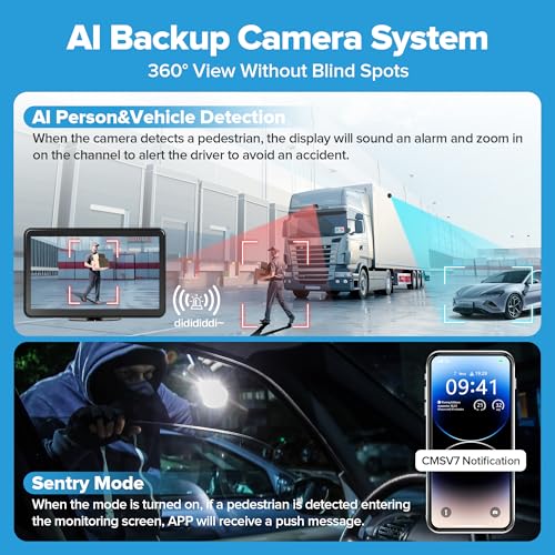 Image of WiFi GPS 6CH RV Backup Camera System with 10.1 inch HD Touchscreen Monitor,4x1080P Front&Rear&Side View Camera,IR Night Vision /IP69K Waterproof /Sentry Mode,DVR Video Recorder Kit for Truck,Trailer