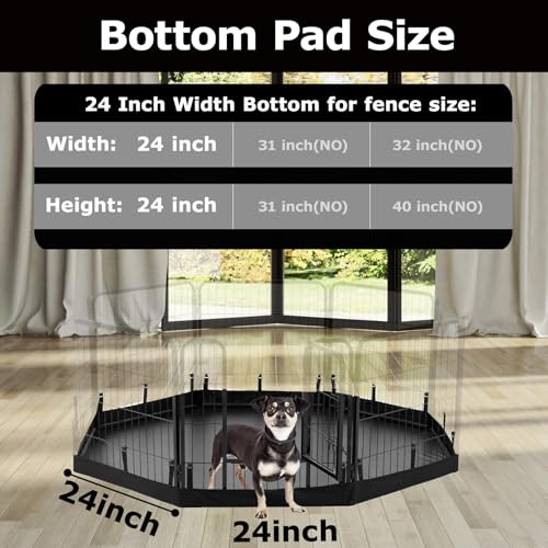 Image of PJYuCien Octagon Playpen Bottom Pad for 24'' Width 8 Panel Pen, Black | Protect Floor, Easy to Move and Clean, Perfect for Puppy, Duck, and Other Small Animals, Hook Connect