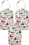 3 Pcs Canada Luggage Tags for Suitcase, PU Travel Cruise Luggage Tag with Privacy Flap, Name ID Label and Metal Loop for Baggage Handbag School Bag Backpack,Canada