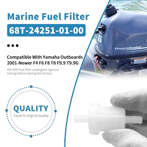 OXCANO 68T-24251-01-00 Marine InLine Fuel Filter Compatible With Yamaha Outboards 2001-Newer F4 F6 F8 T8 F9.9 T9.9G 4PCS