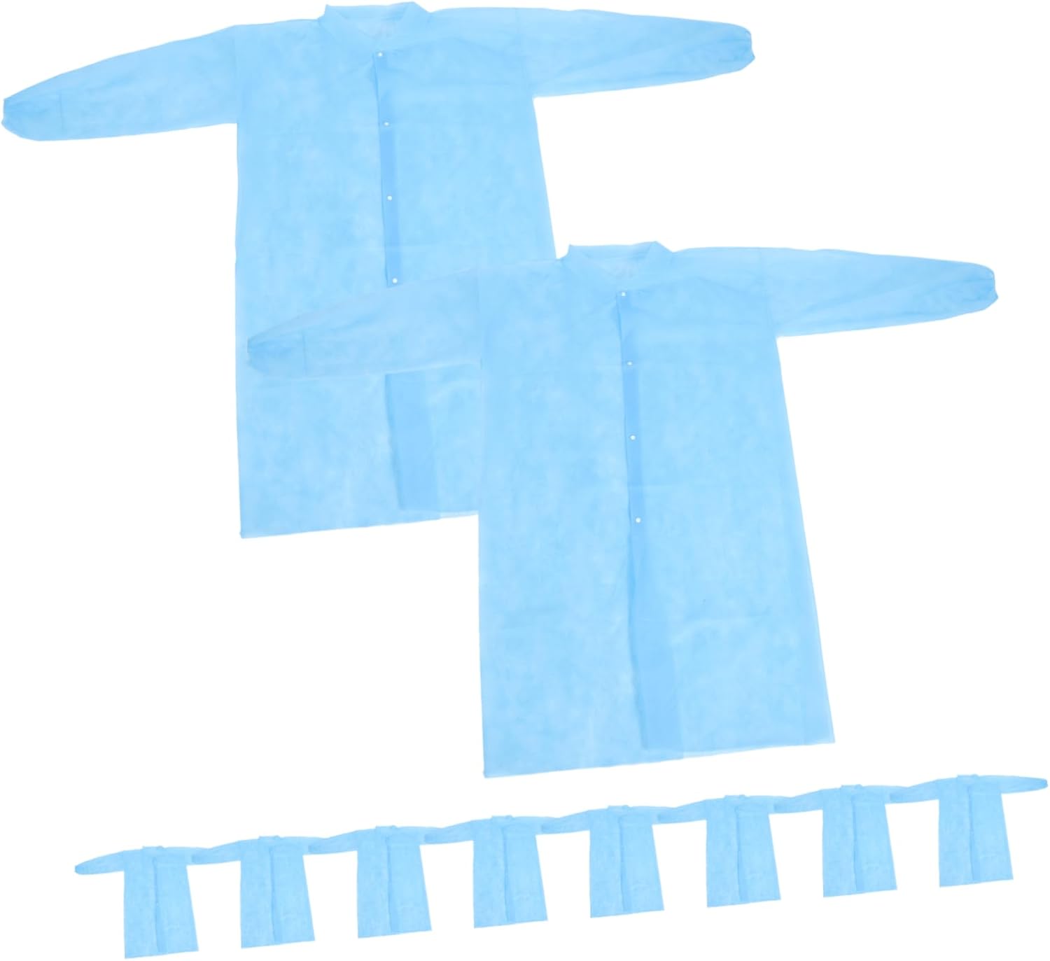 10pcs Non-woven Disposable Lab Coats with Buttons Lightweight Protective Suits for Adults Comfortable Fit for Various Body Types for Workplace and Laboratory Use