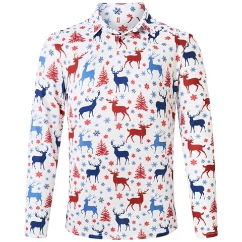 Swimnus Men's Christmas Elk Polo Shirt Cover
