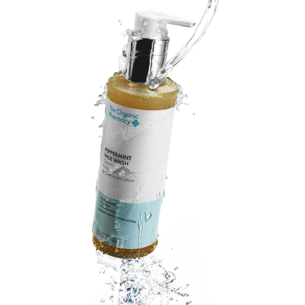 The Organic Pharmacy Peppermint Face Wash, 200ml, Cleanse and Balance, With Peppermint, Tea Tree, Eucalyptus, Refresh Skin - Image 3