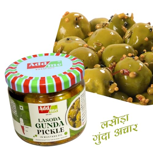 Add Me Lasoda Gunda Pickle in Mustard Oil 300g, Rajasthani lasode ka achar Glass Pack