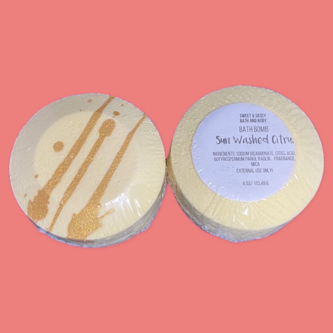 Bath Bombs (Sun Washed Citrus) Spherical Blends of Smoothing, Fragrant extracts and Oils That You can toss in Your tub Before Bath time.