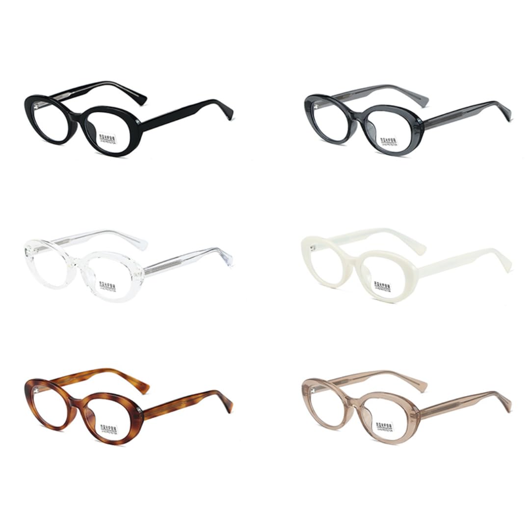 Occhiali ovali Tr90 anti luce blu, lenti trasparenti, occhiali da vista alla moda da donna, montatura in acetato (nero con lenti trasparenti)