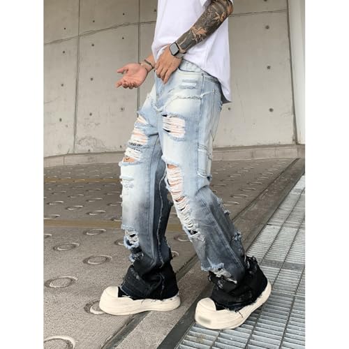 Ripped Baggy Jeans for Men Stylish Wide Leg Skater Jeans Loose Fit Denim Pants2