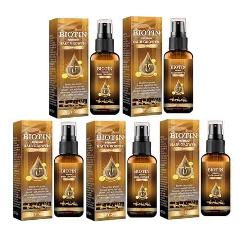 Biancat LuxusBiotin Haarwuchs Serum, Ibealee Biotin Haarwuchsspray, Biotin-Haarwachstumsseren, Bio Haarwachstumsspray, Biotin Haarwachstumsserum, Anti-Haarausfall Haarspray (5PCS)