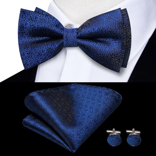 Image of Dubulle Suspender and Bow Tie for Men Paisley Solid Mens Suit Braces Pretied Bowtie and Handkerchief Cufflinks Formal Wedding