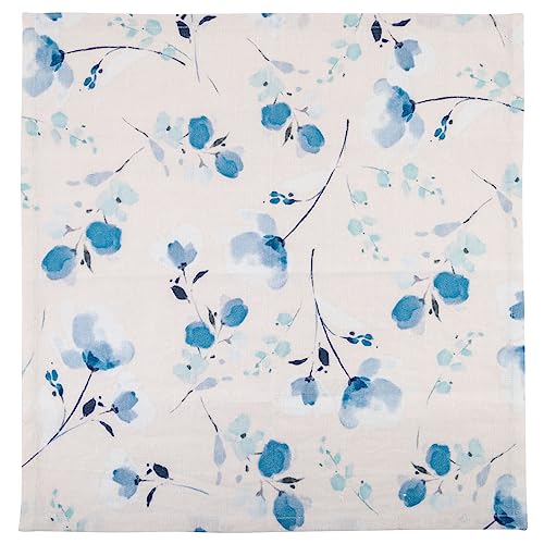 Karma Linen Blend Tea Towel Blue Floral 28.00" x 20.00" - Image 3