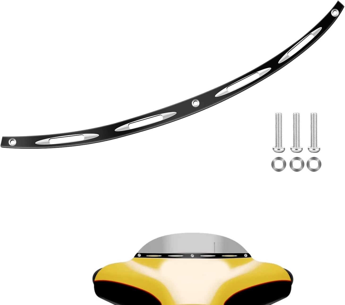 Windshield Trim Black Motorcycle Windscreen CNC Cut Fit for Harley Davidson Street Glide Electra Glide Ultra Limited 1996-2013 Black 1996-2013