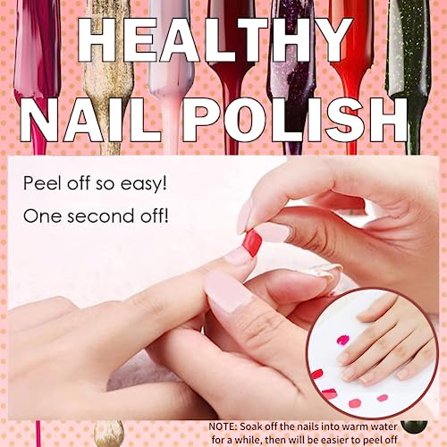 TBeautfave Pink Nail Polish Quick Dry, Peel off Nail Polish Long Lasting Nail Varnish Breathable Natural Nail Polish Water Based No Need Cure Nail Varnish Gel Polish Home Nail Art - Image 5