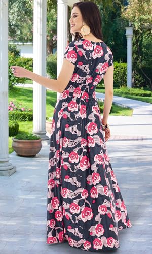 Image of KOH KOH Womens Long Modest Floor Length Flowing Summer Print Maxi Dress