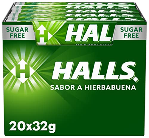 Halls Menta Suave, Caramelo Sin Azúcar, Caja de 20 Sticks de 32 g