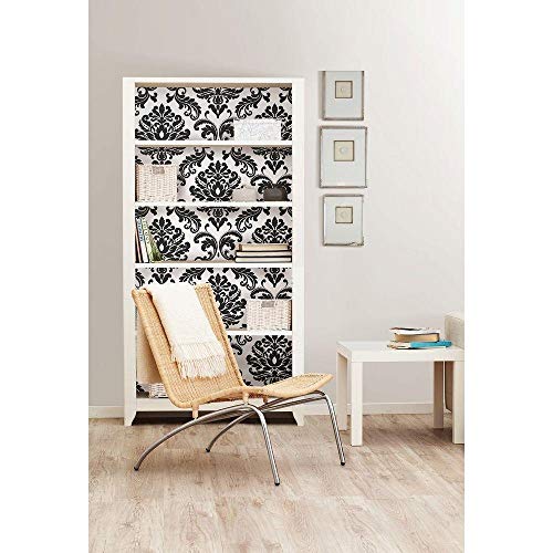 Nuwallpaper Nu1646 Ariel Black And White Damask Peel & Stick Wallpaper, Multicolor #TOP2