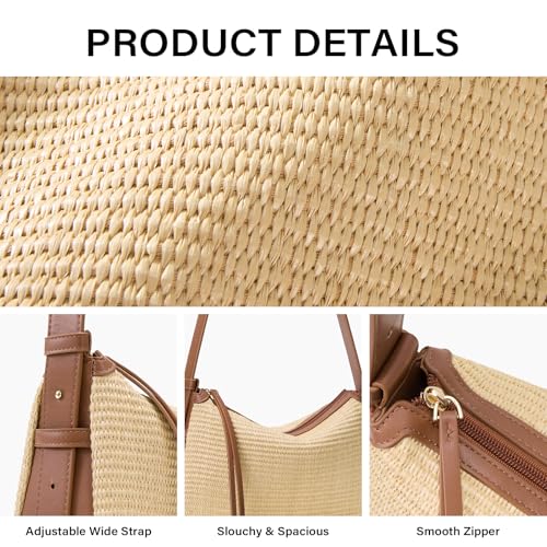 Image of CLUCI Summer Purses for Women, Cute Straw Bag, Beach Shoulder Bag, Woven Handbags with Adjustable Wide Shoulder Strap
