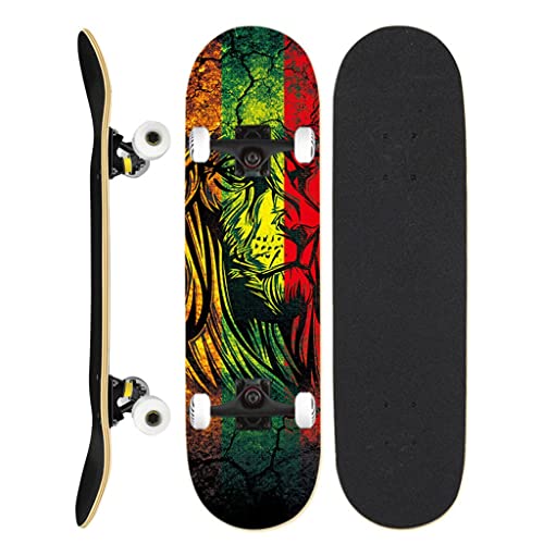 Lgan Skateboard Completo, 31x8in Monopatín Patineta Double Kick Trick para Adolescentes Principiantes Adultos (Color : Green 3) Cover