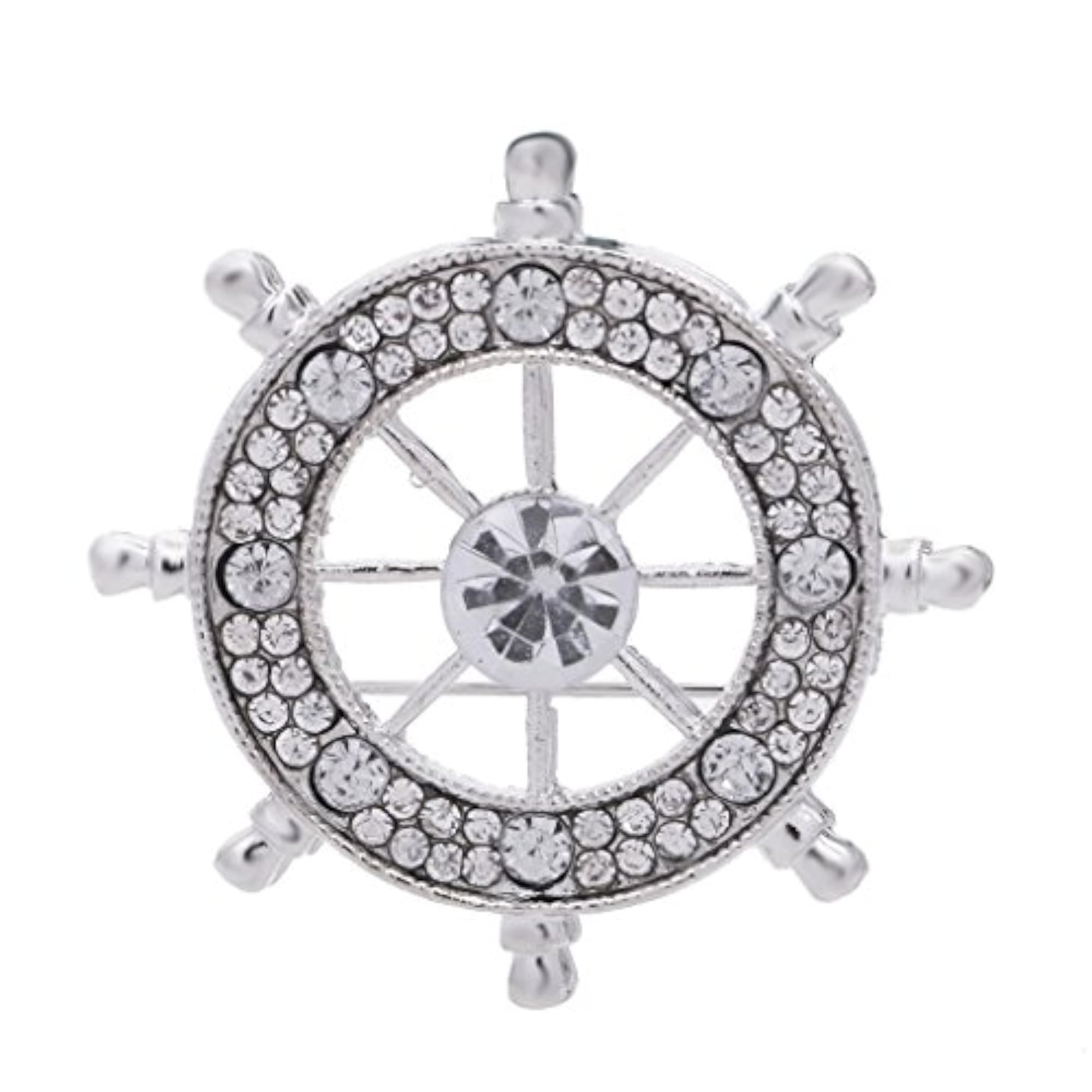 Rudder Crystal Rhinestone Brooch Pin, Unisex Gift