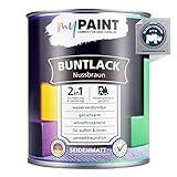 ✔️ CARACTERÍSTICAS DE PRIMERA - Con nuestra pintura de color para madera has acertado. La pintura de color 2en1 de alto rendimiento, resistente a la intemperie y muy opaca de myPAINT es justo lo que necesitas si estás buscando una pintura acrílica de secado rápido y poco olor que sea resistente a los impactos y a los arañazos, para interiores y exteriores. Apta como pintura para plástico o pintura para muebles. ¡Un procedimiento genial con resultado brillante garantizado!