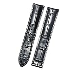 ROUHO Morbido & Durevole Ricambio Cinturino Orologio Goffrato Vera Pelle Bracciale Orologio per Omega Seamaster Diver 300M Aqua Terra Prestige-Nero 20mm