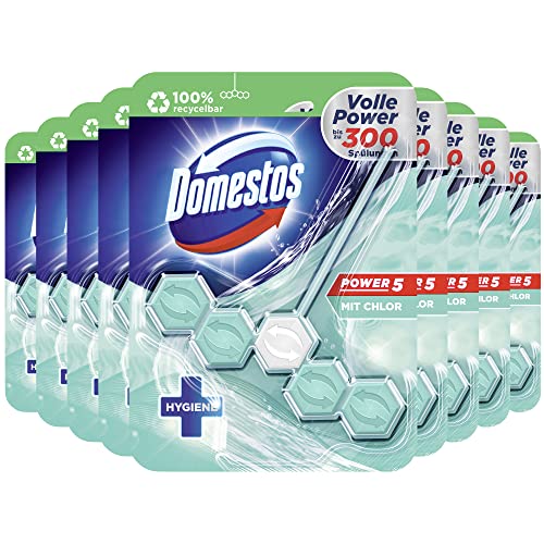 Domestos Power 5 WC-Stein mit Chlor WC-Reiniger Volle Power bis zu 300 Spülungen 55 g, 9 Stück Cover