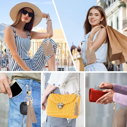 Image of KNGITRYI Small Wristlet Wallets for Women RFID Credit Card Holder Wallet Keychain Wristlet Wallet Credit Card Wallets for Women (Khaki)