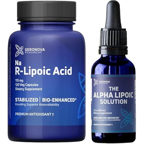Geronova Research R-Lipoic Acid 115mg 120 Caps and The Alpha Lipoic Solution Bundle Cover
