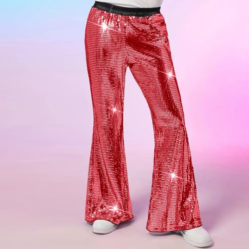 Pantalones acampanados con lentejuelas retro de poliéster para trajes de baile 5