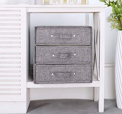 RIHUD Fabric Stroage Box mit Deckel Faltbare Schublade Trennwände Veranstalter Garderobe Organizer Schubladeneinsätze Unterwäsche Aufbewahrungsboxen Schrank für Socken, BHs, Krawatten (Grau, C)