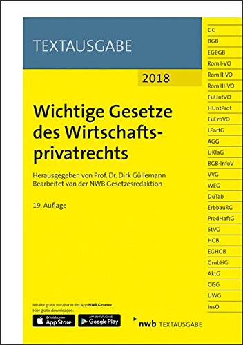 Wichtige Gesetze des Wirtschaftsprivatrechts Wichtige Gesetze des Wirtschaftsprivatrechts