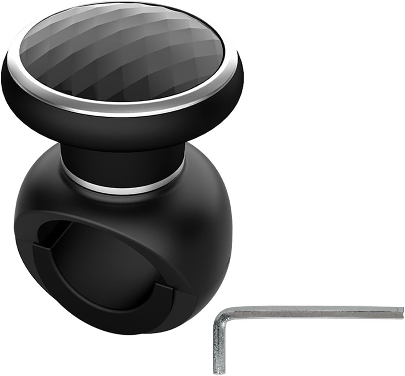 Steering Wheel Knob Spinner, Universal Non-Slip Fit, ABS & Premium Silicone Finish Suicide Knob with Metal Ball Bearing for Cars, Trucks, Boats, black