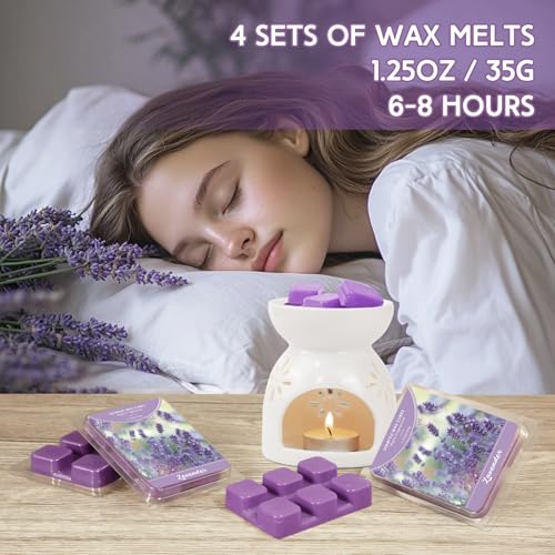 Image of SCENTORINI Wax Melts Wax Cubes, Lavender Wax Melts for Sleep, 4 * 1.25oz | Summer Scent, Scentsy Wax Melts for Warmer, with Lavender Essential Oil, Scented Soy Wax Strong Scent
