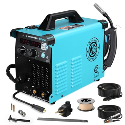 DURATECH 140Amp MIG Welder, 120V 4-in-1 Welding Machine Flux Core Gasless/Solid Core Gas Shielded/TIG/Stick Welder Suitable for 2 to 11lbs Welding Wire, IGBT Inverter Portable Welder with Welding Gun
