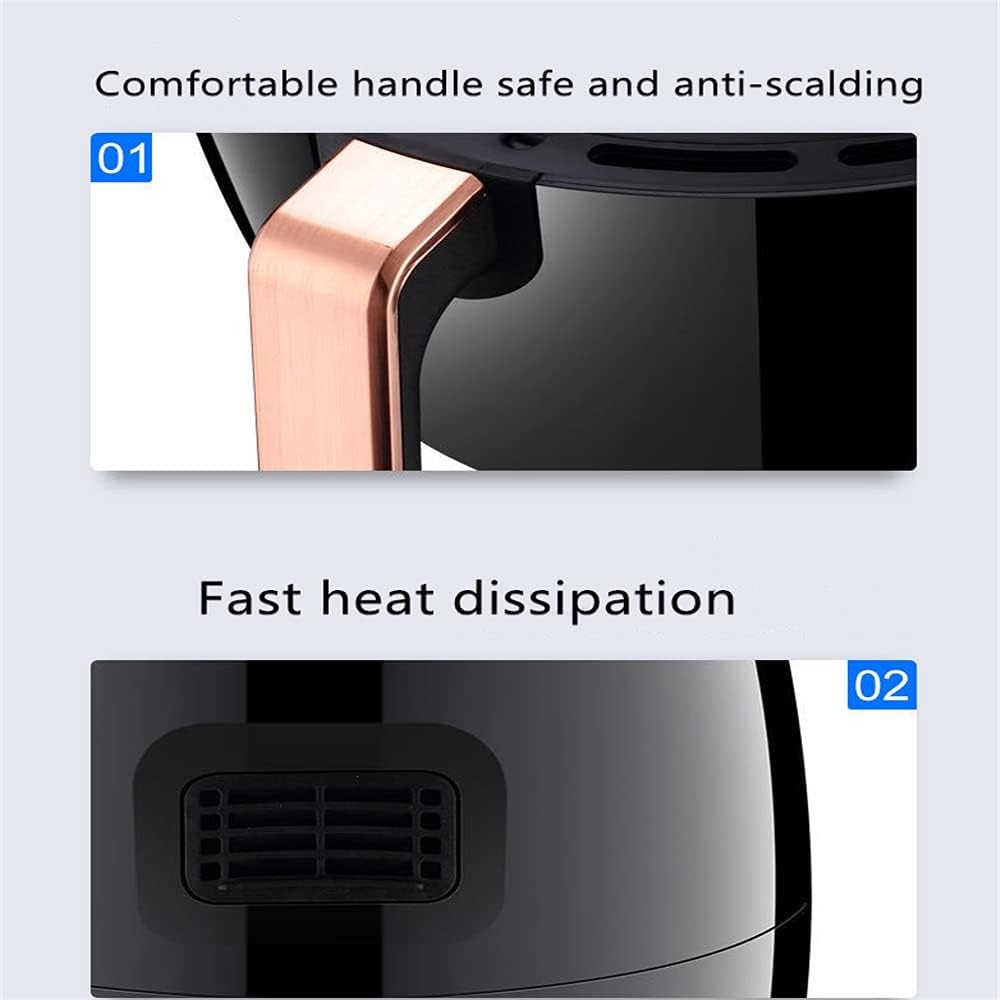 Close-up of air fryer handle and heat dissipation vents