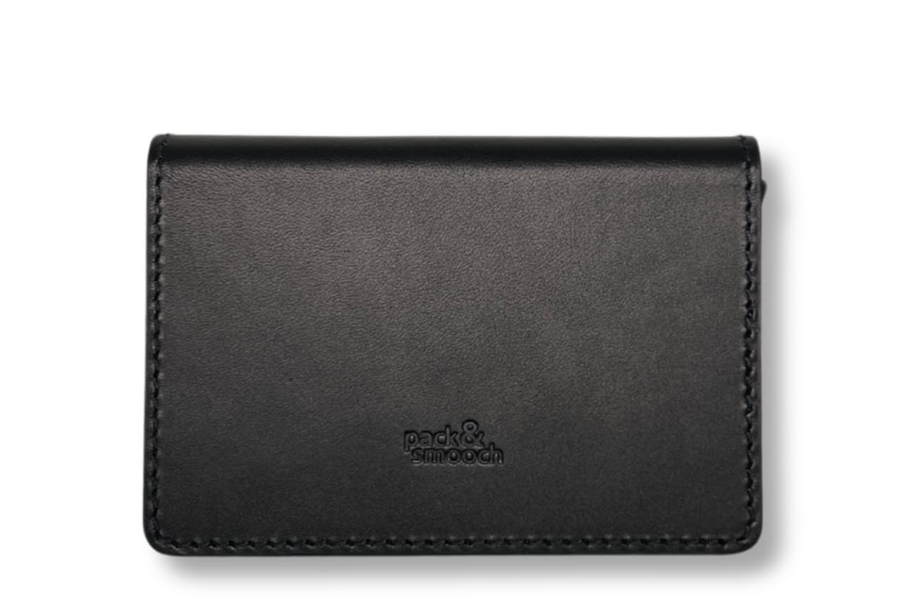 Pack & Smooch Herford Kartenetui Kartenslider Schwarz | Pflanzlich gegerbtes Leder | Aluminium-Slider | Handgefertigt in Deutschland